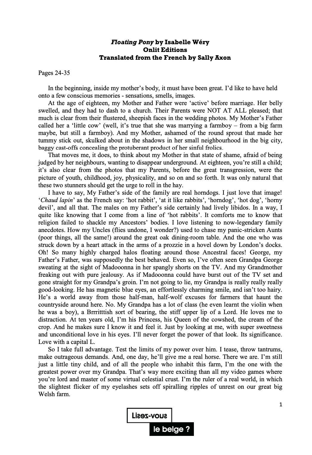 Poney flottant - feuillet pdf